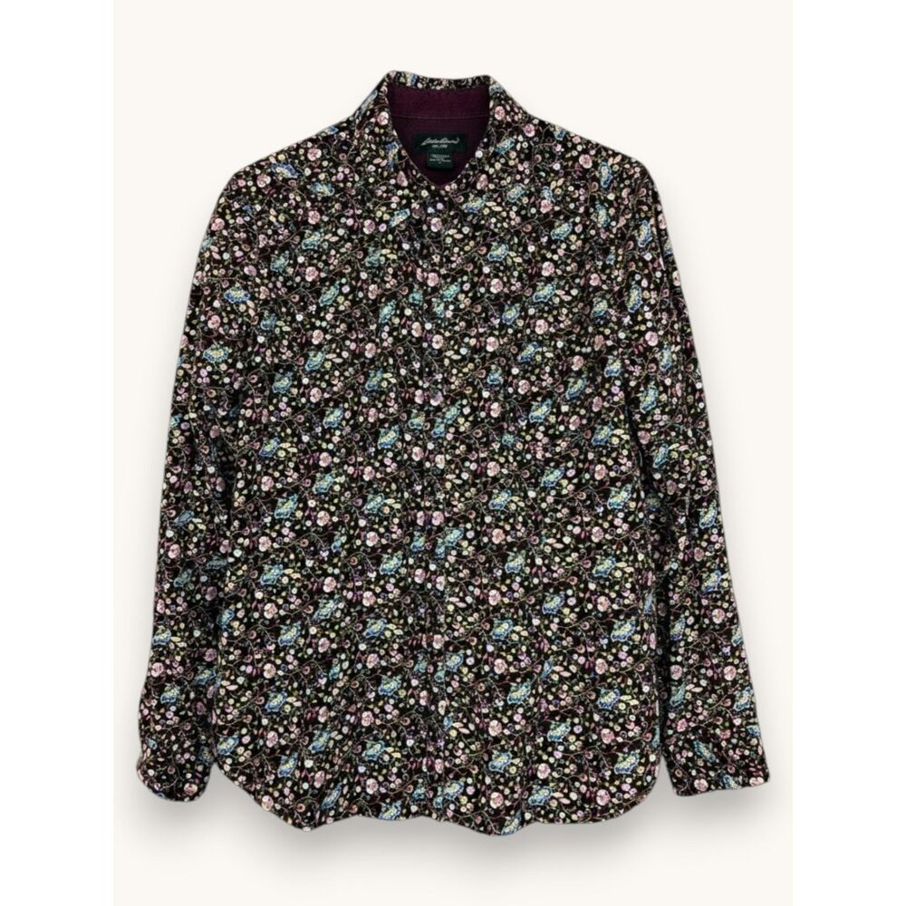 Eddie Bauer Floral Corduroy Blouse Women’s Western Boho Cottage L